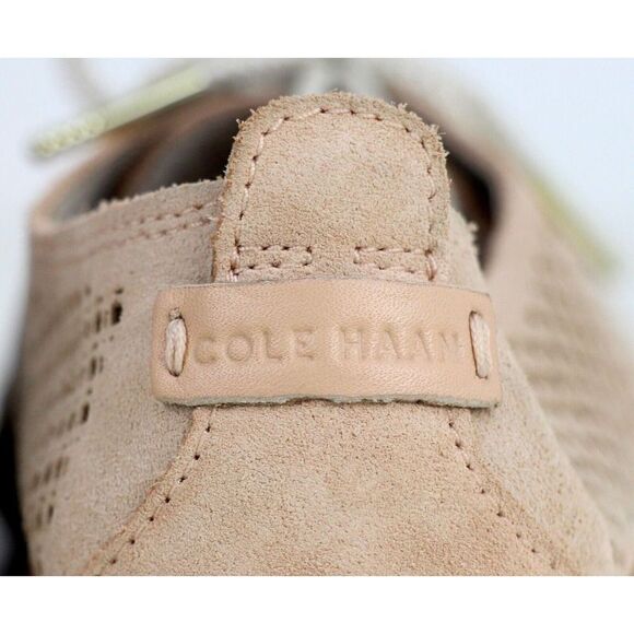 Cole Haan PERFORATED BEIGE GENUINE SUEDE LACE UP SNEAKERS COMFORT SHOES Size 7 - Picture 5 of 12